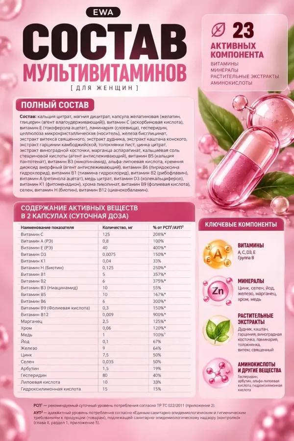 МУЛЬТИВИТАМИНЫ ДЛЯ ЖЕНЩИН